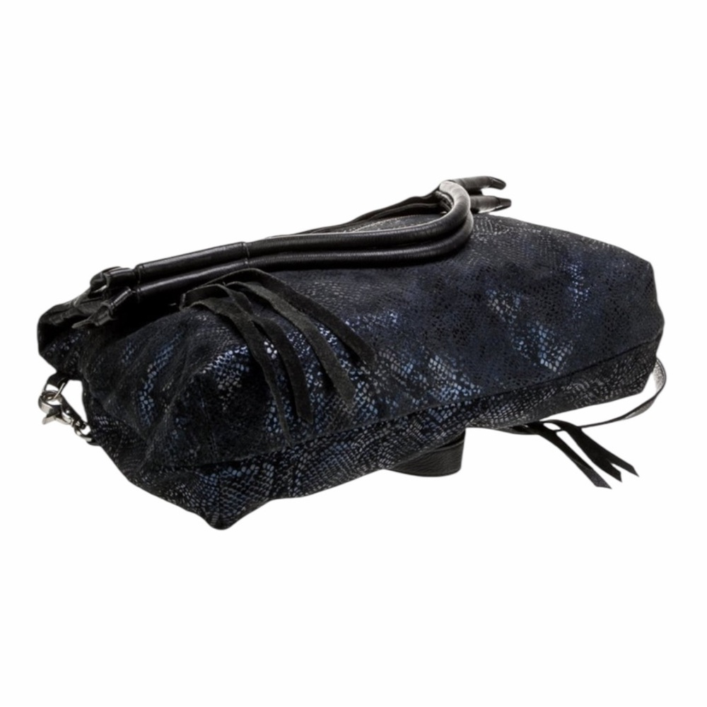 Foley+Corrina Suede Top Handle Bag in Cobalt Snakeskin Print Disco City Bag - Picture 4 of 8
